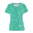 thumbnail image 4 of Plebaso T-Shirts de Mode pour Femmes à Imprimé Scintillant, Manches Courtes, T-Shirts Graphiques, Hauts Décontractés à Col Rond, 4 of 4