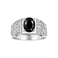 thumbnail image 1 of RYLOS Men's Rings 14K White Gold Designer Nugget Ring Oval 9X7MM Gemstone & Diamonds  Onyx October Birthstone Rings For Man Size 13, 1 of 7