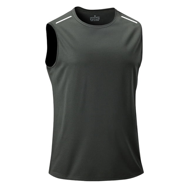 SROBPTY Haut d'Été pour Homme, Chandails Sans Manches pour Hommes, Débardeur Sport Sans Manches Uni à Enfiler à Col Rond pour Homme, Mode Décontractée Gris Foncé, TG