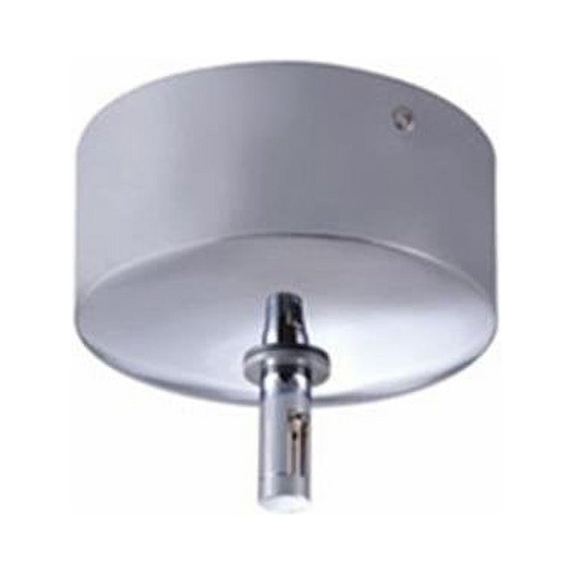 Jesco Lighting MST12012-150E-S Monorail Surface Mounted Transformer in satin nickel finish. Features a compact cylindrical design with a visible mounting base and a central connector. Made of metal, it supports 150W power output and measures 4.63 inches in height. Suitable for power conversion applications in garage equipment setups.