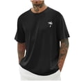 thumbnail image 2 of KIHOUT Nouveautés Été T-shirts pour Hommes en Liquidation, Hommes Imprimé Col Rond Décontracté Mode Manches Courtes Blouses Chemises Col Rond, Cadeaux de la Fête des Pères Noir 4TG, 2 of 6