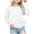 thumbnail image 1 of Plebaso Chemises à Manches Longues pour Filles avec Cordon de Serrage Col Rond Blouses Décontractées Mode Tunique pour Enfants Filles, 1 of 7