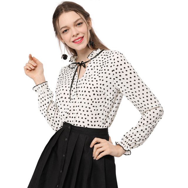 INSPIRE CHIC Blouse à Col à Volants Noué pour Femme Manches Longues Hauts