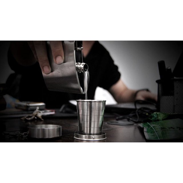 PVCS Steel Travel Telescopic Collapsible Shot Glass Emergency Pocket Cup