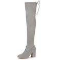 thumbnail image 1 of Unique Bargains Bottes Cuissardes à Talon Épais à Bout Rond pour Femmes, 1 of 6