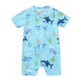 thumbnail image 1 of Hiiyo Toddler Boys Zipper One-Piece Swimsuit Cartoon Dinosaur Rash Guard, 1 of 6