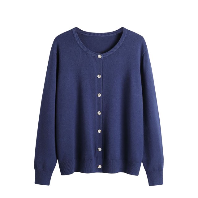 Cameland Cardigan Veste Chandail Uni à Col Rond pour Femmes Chandail à Col Rond