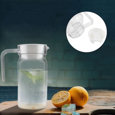 Small Glass Pitcher With Lid, Acrylic Transparent  Bottle Striped Water Ice Cold  Jug With Lid for Bar Home Water Jug