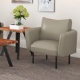 thumbnail image 4 of Chaise d’appoint moderne en similicuir, gris beige, 4 of 7