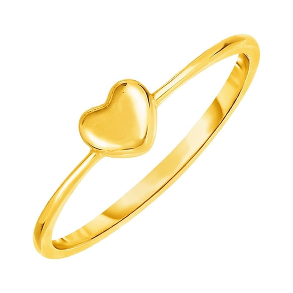 14k Yellow Gold Ring with Puffed Heart Size 7