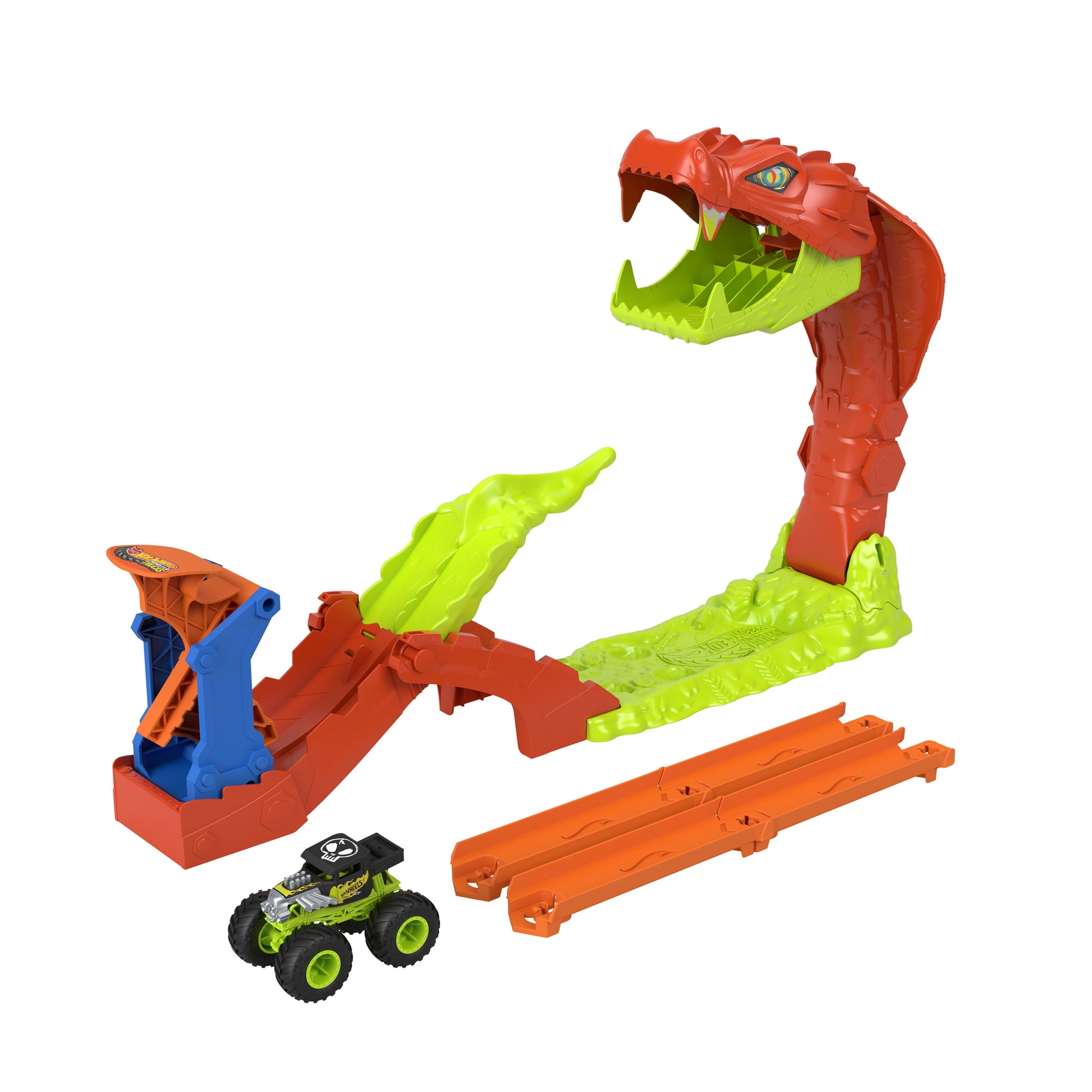 Hot Wheels Monster Trucks Snake Slam Takedown Playset with 1:64