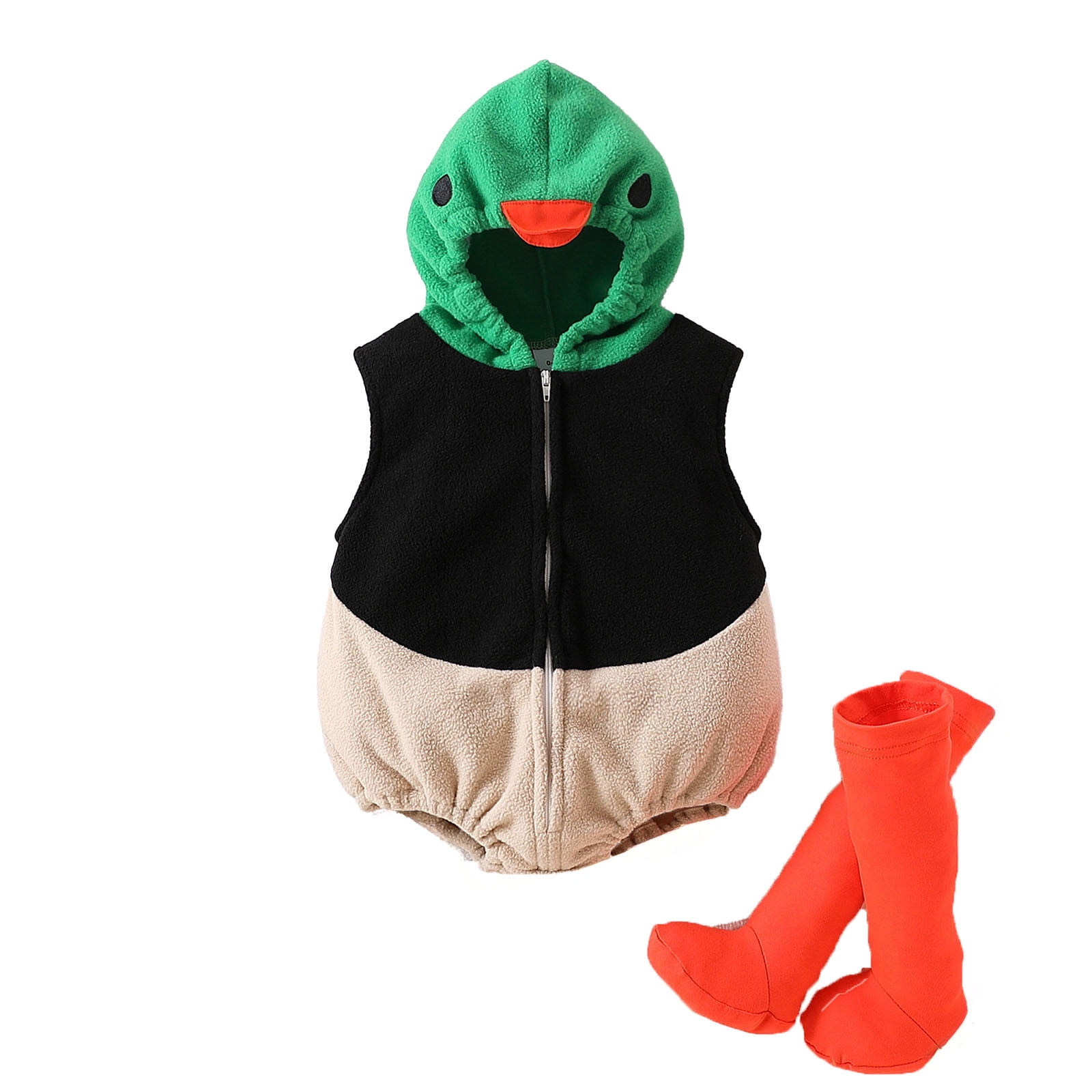 Wanpidan Halloween Mallard Outfit Set Baby Boys Girls Hooded Sleeveless Romper Leggings Jumpsuit