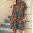 thumbnail image 3 of Offres du Jour Liquidation Iumwxz Robe à Manches Courtes Col Rond pour Femme Robe Décontractée Ample Robe de Soleil Robe de Nuit Imprimé Floral Robe de Plage pour Femmes Robe Confortable pour Fête à la Maison, 3 of 7