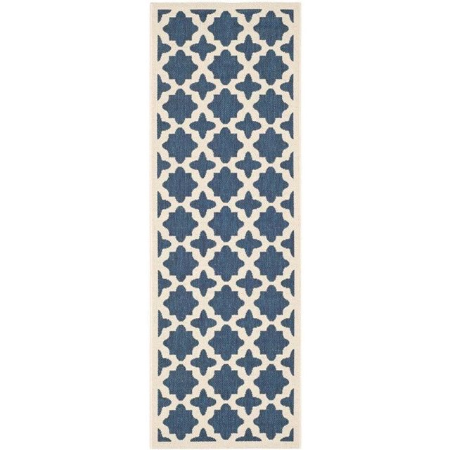 Safavieh Courtyard Navy Indoor Outdoor Rug - Runner 2'3" x 14'