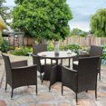 thumbnail image 4 of Costway 5pcs Patio Wicker Sofa Furniture Dining Set Cushioned Backyard Garden, 4 of 7