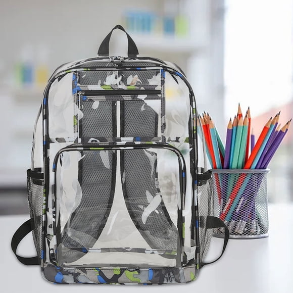 Clear PVC Backpack Stadium Approved Large Capacity Travel Daypack for Men Women Outdoor Sports Running Gym Hiking | See Through Security Check Bag with Adjustable Shoulder Strap Easy Clean Lightweigh