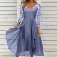 thumbnail image 1 of EGNMCR Robes de Soirée pour Femmes, Robes Formelles pour Femmes, Robes de Cocktail pour Femmes Femmes Unies à Manches Longues Col Rond Dentelle Mousseline Maille Taille Robes de Fête Jupe en Mousseline pour Femmes, 1 of 6