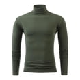 thumbnail image 1 of yardsong Thermal Lined Compression Mock Neck Base Layer for Men - Fall Winter Warm Long Sleeve Solid Top Army Green,M, 1 of 5