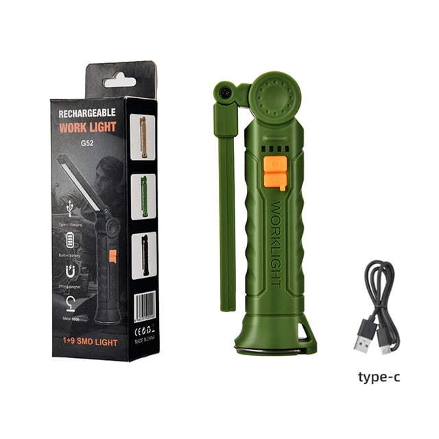 USB Rechargeable Waterproof LED Work Light - 1200mAh Battery, 360° Rotatable, 4 Lighting Modes, Magnetic & Hook for Camping, Automotive Repair, Emergency Use