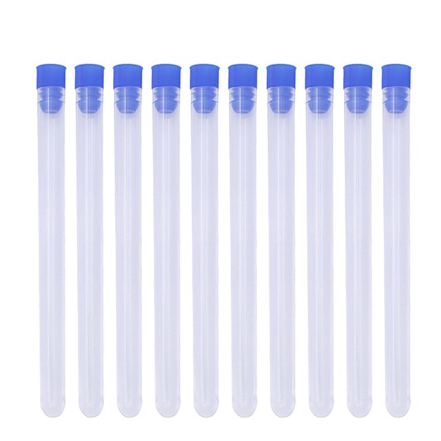 10 Pcs 16x1CM Transparent Plastic Storage Bottles Needles Storage Barrels Tube DIY Beads Clear Containers Needles Organizers with Blue Plug