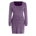 thumbnail image 4 of TJAZFJPA Robe Longue Robe Chandail Tricotée pour Femmes avec Poches Col Carré Manches Longues Robes Longues d'Hiver pour Femmes Robe Verte, 4 of 9