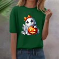 thumbnail image 1 of YLHFASHION T-shirt d'Halloween pour Femmes à Manches Courtes, Col Rond, Graphique, Hauts Imprimés Citrouille, Chandails Décontractés d'Automne 2025, Aubaines du Jour, Liquidation, T-shirt à Manches Courtes pour Femmes, 1 of 4