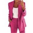 thumbnail image 1 of Pisexur Women's Two Piece Outfits Solid Color Long Sleeve Button Suit Blazer Jacket Wide Leg Pants Matching Set with Pockets Business Work Casual Suit Sets Plus Size S-5XL, 1 of 3