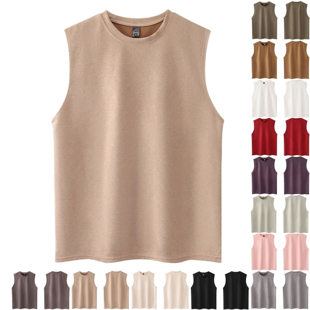 JDQJBZ Men S Muscle Shirts Gradient Print Crew Neck Sleeveless Tops Lightweight Soft Summer Gym Wear