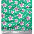 thumbnail image 1 of Soimoi Green polyester Crepe Fabric Leaves & Flower Floral Print Fabric by Yard 52 Inch Wide, 1 of 3