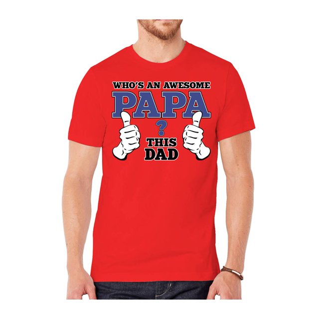 T-Shirts à Manches Courtes pour Hommes « Who's An Awesome Papa » - Rouge - 3X-Grand