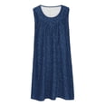 thumbnail image 4 of Mrat Robe Courte à Imprimé Floral pour Femmes, Tenue d'Intérieur, Col Rond, Sans Manches, Grande Taille, Robe de Nuit, Robes de Pâques pour Femmes P-108 Bleu Marine 3TG, 4 of 8