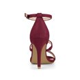 thumbnail image 2 of BLISSFUL STEP Women's Shoes Faux Suede Stiletto High Heel Open Toe Adjustable Ankle Strap Sandals  Burgundy 5, 2 of 7