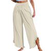 thumbnail image 1 of Plebaso Womens Wide Leg Pants Ruffle Hem Flowy Palazzo Pants Drawstring Casual Plain Vacation Beach Pants, 1 of 4