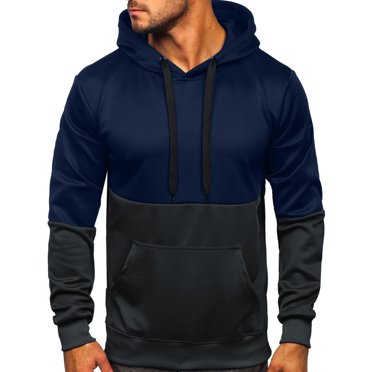 CEHVOM Men's Sweatshirt Color Block Hooded Hooded Couple Wear Sports Casual Sweater