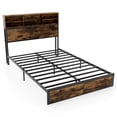thumbnail image 2 of Costway Full Bed Frame with Charging Station Storage Headboard Under-bed Storage Space, 2 of 10
