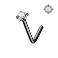 thumbnail image 1 of Nose Ring Stud L-Shape Surgical Steel Screw Piercing 3MM Set CZ Gem 20G 18G 6MM, 1 of 10