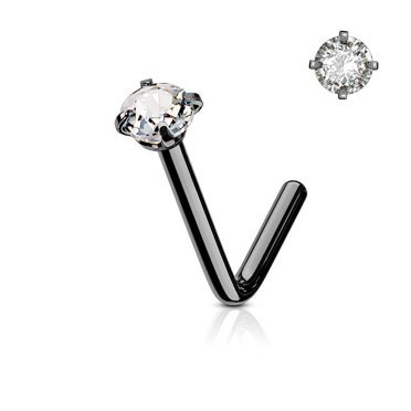 Nose Ring Stud L-Shape Surgical Steel Screw Piercing 3MM Set CZ Gem 20G 18G 6MM