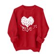 thumbnail image 1 of Penkiiy Chandails en Molleton de la Saint-Valentin Love Heart : Chandails en Molleton de la Saint-Valentin pour Femmes Décontracté Graphique Adorable Pull à Manches Longues L Rouge, 1 of 7