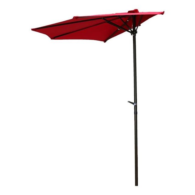 9 ft. Half Round Wall Hugger Umbrella, Ruby Red