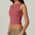 thumbnail image 3 of Timegard Camisoles Courtes pour Femmes Col Ras du Cou Sans Manches Ajustées Chemises Couleur Unie Hauts de Sortie, 3 of 6