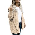 thumbnail image 3 of Innerwin Coat Hooded Ladies Outwear Winter Warm Long Sleeve Fuzzy Jacket Beige XXL, 3 of 6