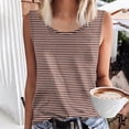 thumbnail image 2 of UPPADA Womens Camisole Décontractée Grande Taille Col Rond T-Shirt Basique Fluide Sans Manches pour l'Été Vacances Brun,m, 2 of 4