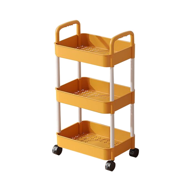 TopLLC 3 Tier Rolling Utility Cart, Plastic Rolling Storage Cart with Lockable Wheels & Reinforced Handle, Multi-Functional Storage Trolley Mobile Shelving Unit for Bedroom Bathroom Kitchen Office