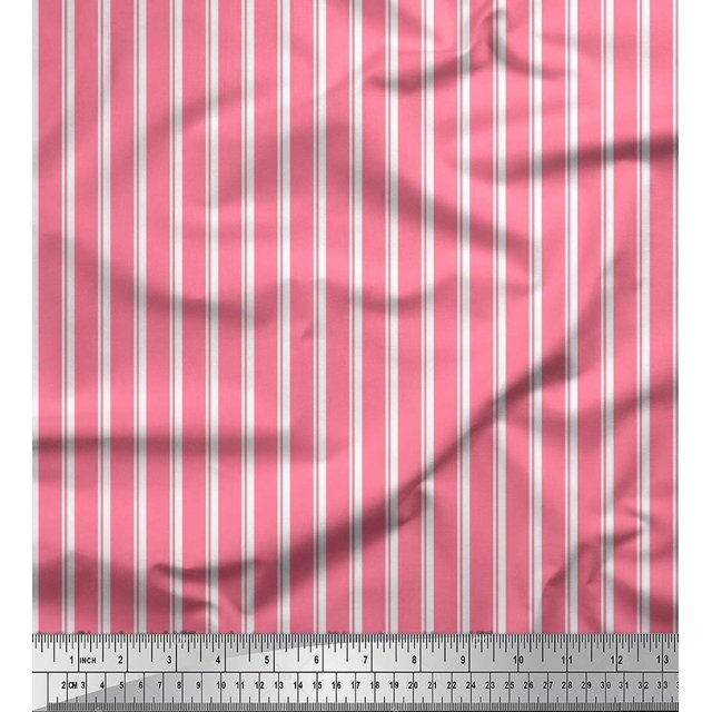 Soimoi Rayon Fabric Striped Stripe Printed Fabric 1 Yard 56 Inch Wide