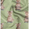 thumbnail image 1 of Soimoi Green Modal Satin Fabric Pig Animal Printed Fabric 1 Yard 42 Inch Wide, 1 of 5