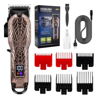 Yeacher USB Electric Hair Clipper Barber LCD Display Hair Clippers Beard Trimmer Household Hair Trimmer Set Salon Haircut Machine IPX4 Waterproof USB Charging with 6 Clipping Brushes Lube Oil
