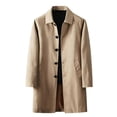 thumbnail image 1 of Lovzfmll Men's Trench Coat Mid-Length Button Front Notched Lapel Pockets Khaki, XL, 1 of 7