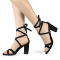 thumbnail image 2 of BLISSFUL STEP Sandales à Talons Hauts Blocs à Lacets Unies pour Femmes, 2 of 6