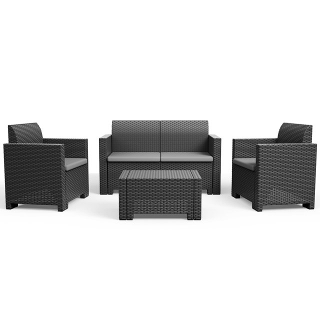 Costway 4PCS Patio Sofa Loveseat Cushioned Made In Italy Gray