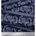 thumbnail image 3 of Soimoi Rayon Fabric Stripe,Leaves & Hen Block Print Sewing Fabric Yard 42 Inch Wide, 3 of 3
